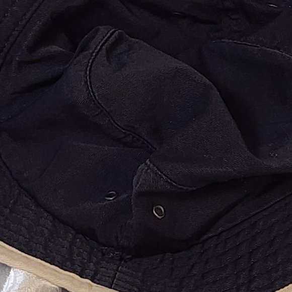 Boys 8-18 Cotton Black & Tan Floppy Hat with Adjustable Chin Strap - Great - Picture 5 of 5